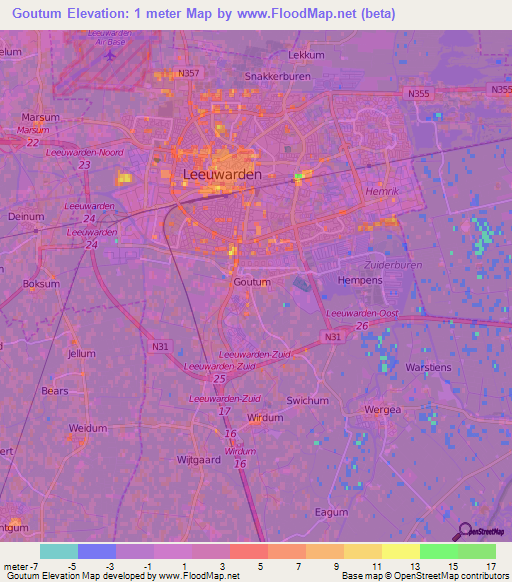 Goutum,Netherlands Elevation Map