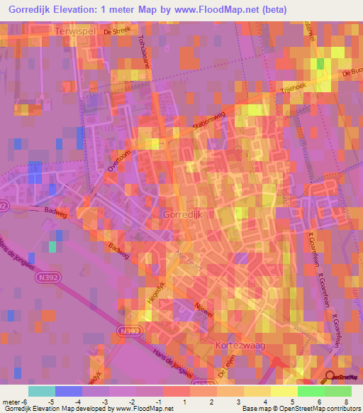 Gorredijk,Netherlands Elevation Map