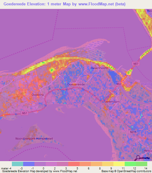 Goedereede,Netherlands Elevation Map
