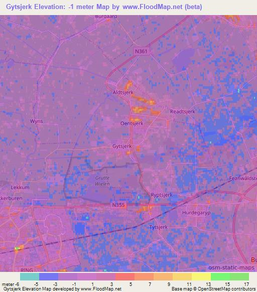 Gytsjerk,Netherlands Elevation Map