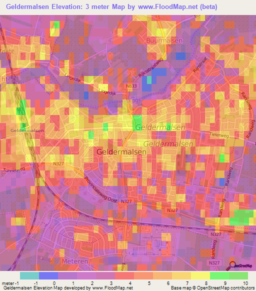 Geldermalsen,Netherlands Elevation Map