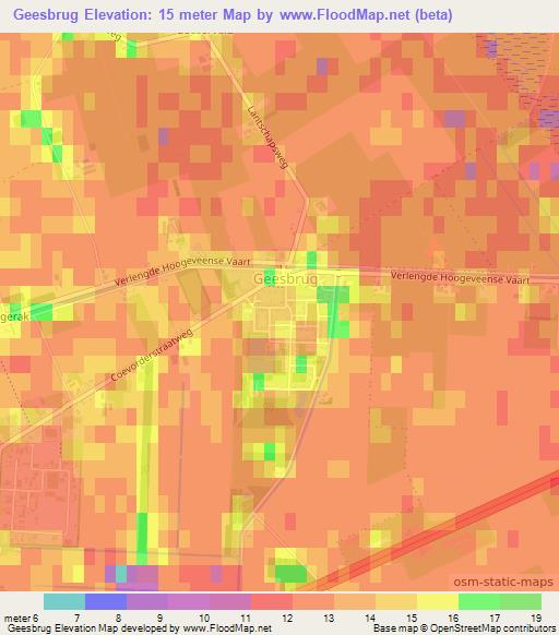 Geesbrug,Netherlands Elevation Map