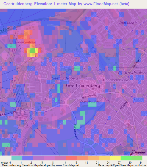 Geertruidenberg,Netherlands Elevation Map