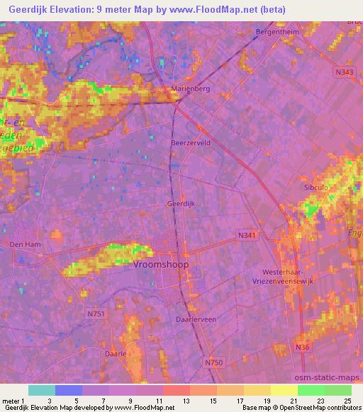 Geerdijk,Netherlands Elevation Map