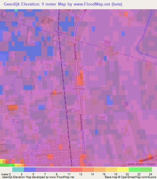 Geerdijk,Netherlands Elevation Map