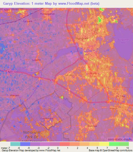 Garyp,Netherlands Elevation Map