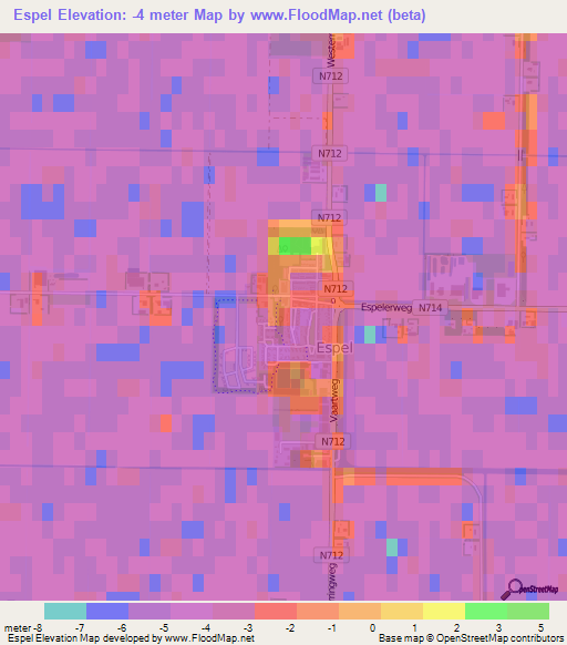 Espel,Netherlands Elevation Map
