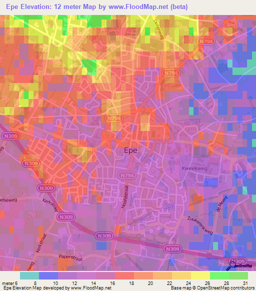 Epe,Netherlands Elevation Map