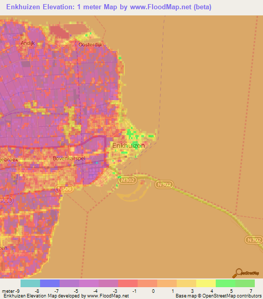 Enkhuizen,Netherlands Elevation Map