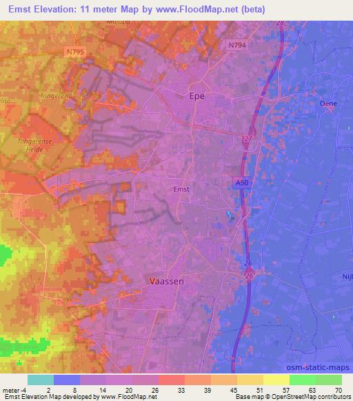 Emst,Netherlands Elevation Map