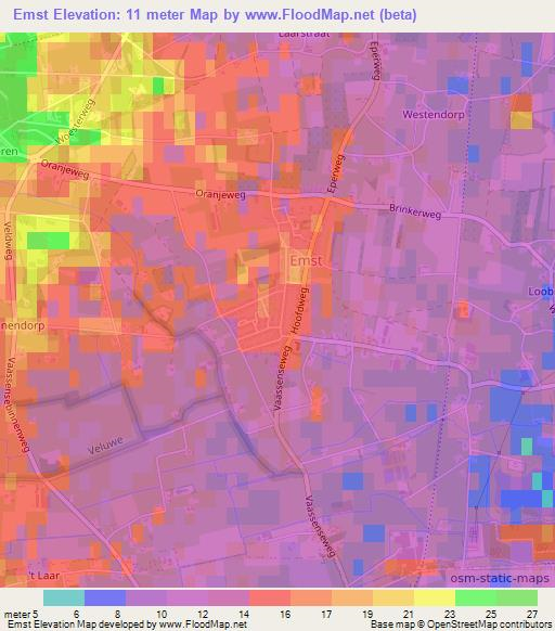 Emst,Netherlands Elevation Map
