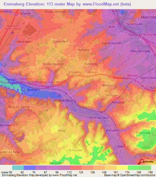Emmaberg,Netherlands Elevation Map