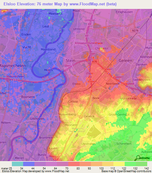 Elsloo,Netherlands Elevation Map