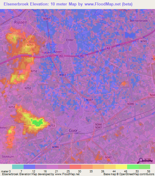 Elsenerbroek,Netherlands Elevation Map