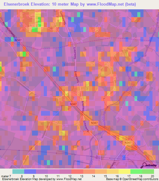 Elsenerbroek,Netherlands Elevation Map