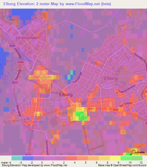 Elburg,Netherlands Elevation Map