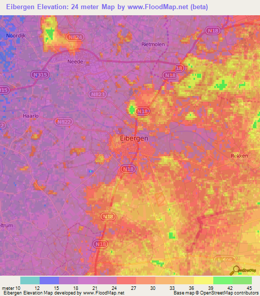 Eibergen,Netherlands Elevation Map