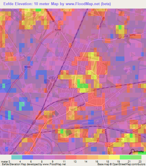 Eefde,Netherlands Elevation Map