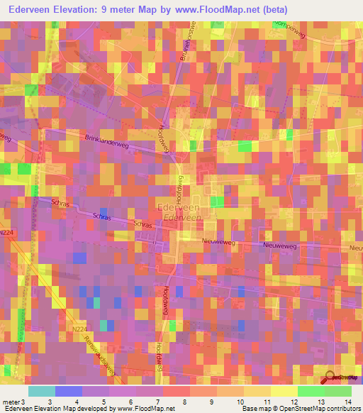 Ederveen,Netherlands Elevation Map