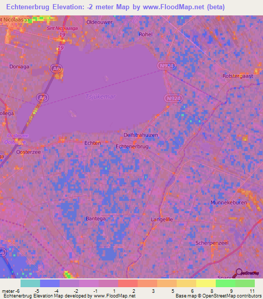 Echtenerbrug,Netherlands Elevation Map