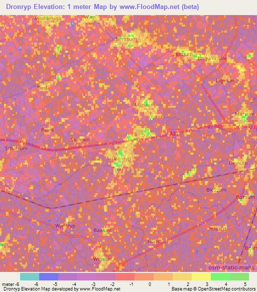 Dronryp,Netherlands Elevation Map
