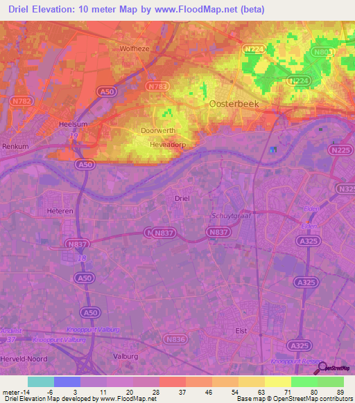 Driel,Netherlands Elevation Map