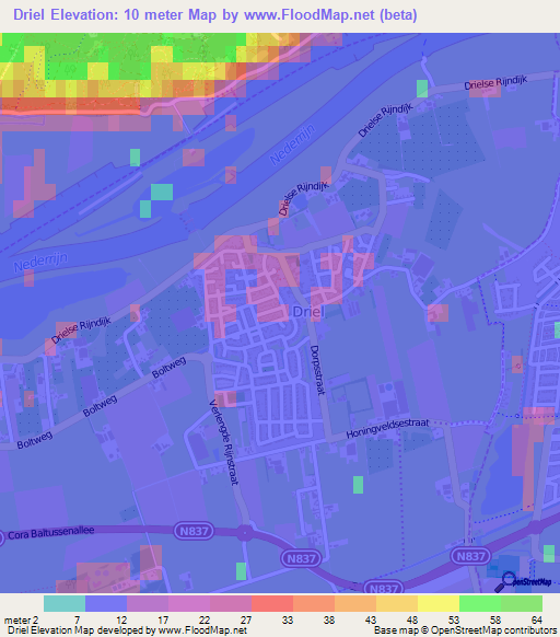 Driel,Netherlands Elevation Map