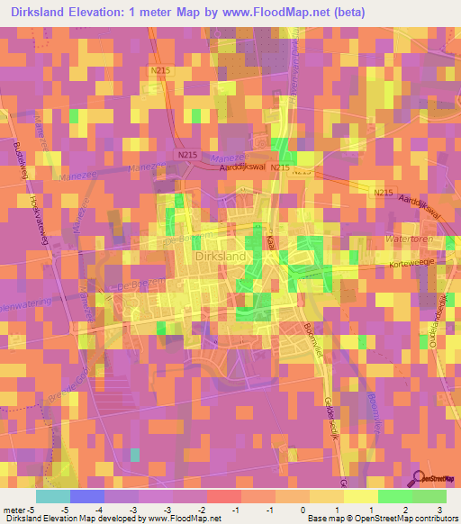 Dirksland,Netherlands Elevation Map