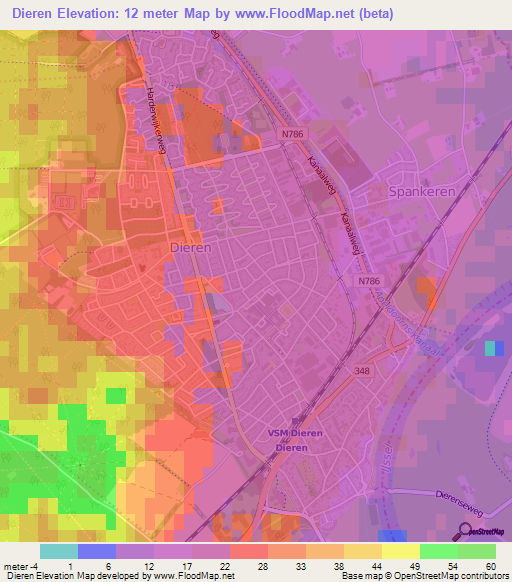 Dieren,Netherlands Elevation Map