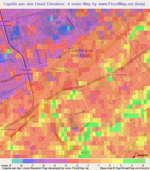 Capelle aan den IJssel,Netherlands Elevation Map