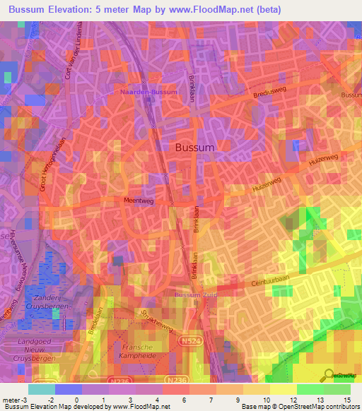 Bussum,Netherlands Elevation Map