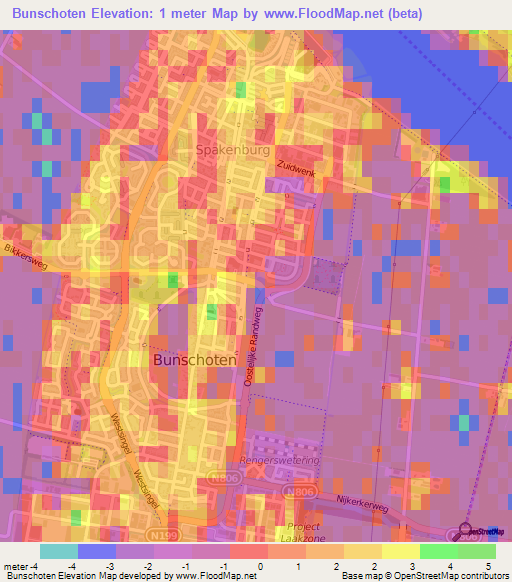 Bunschoten,Netherlands Elevation Map