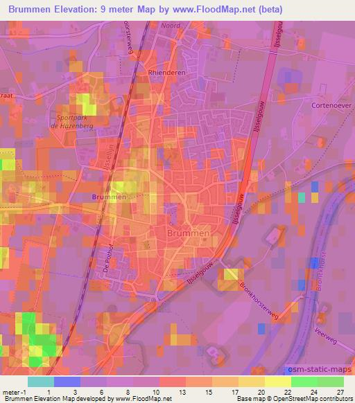 Brummen,Netherlands Elevation Map