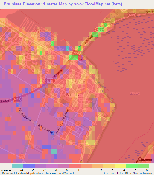 Bruinisse,Netherlands Elevation Map
