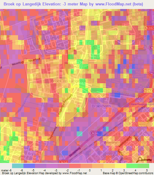 Broek op Langedijk,Netherlands Elevation Map