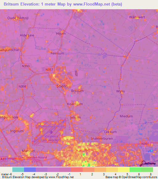 Britsum,Netherlands Elevation Map