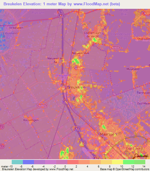 Breukelen,Netherlands Elevation Map