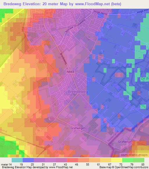 Bredeweg,Netherlands Elevation Map