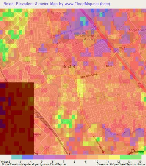 Boxtel,Netherlands Elevation Map