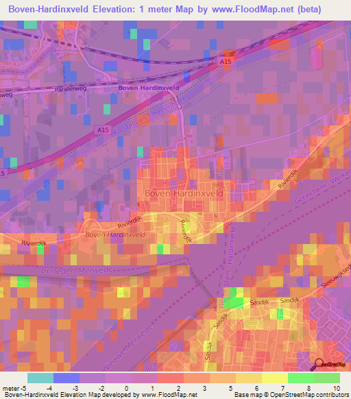 Boven-Hardinxveld,Netherlands Elevation Map