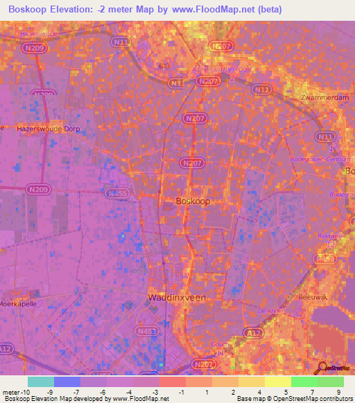 Boskoop,Netherlands Elevation Map
