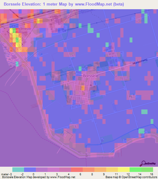 Borssele,Netherlands Elevation Map