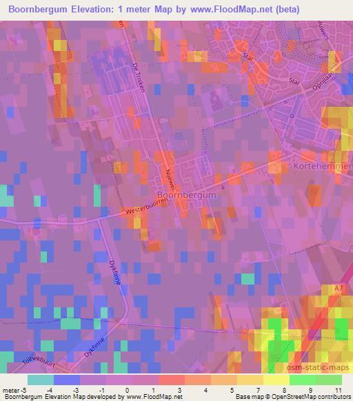 Boornbergum,Netherlands Elevation Map