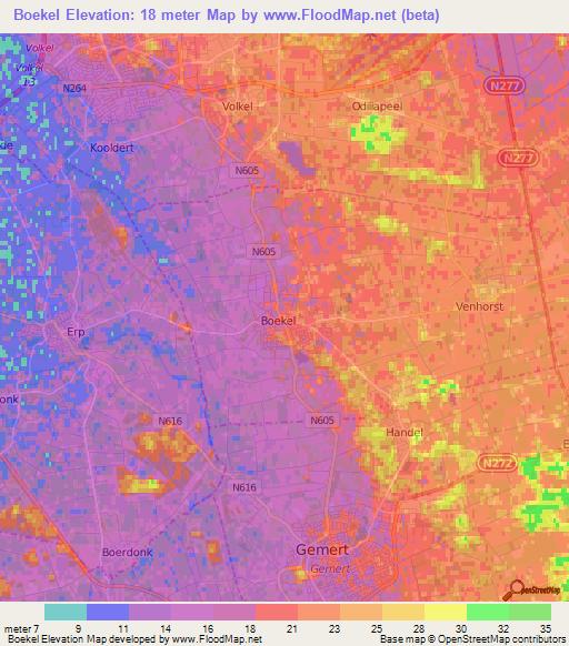 Boekel,Netherlands Elevation Map