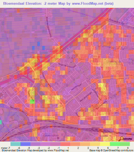 Bloemendaal,Netherlands Elevation Map