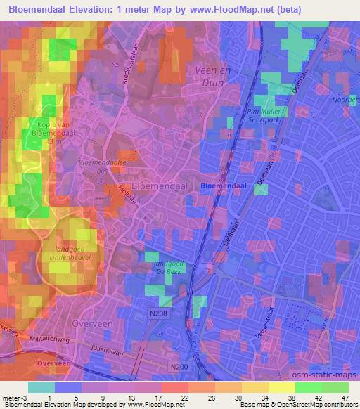 Bloemendaal,Netherlands Elevation Map