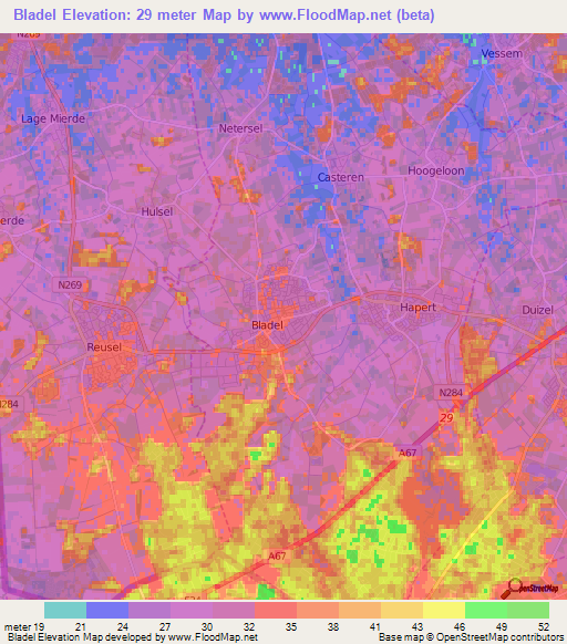 Bladel,Netherlands Elevation Map
