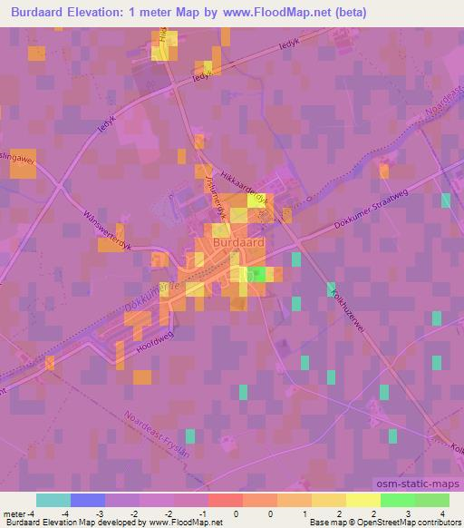Burdaard,Netherlands Elevation Map