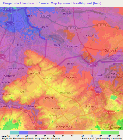 Bingelrade,Netherlands Elevation Map