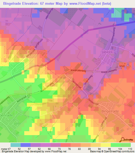 Bingelrade,Netherlands Elevation Map